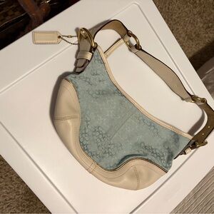 Coach Light Blue and Cream Shoulder Bag